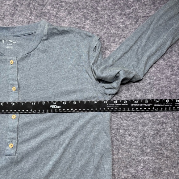 art class Long-Sleeve Henley in Heather Blue with Wood-Tone Buttons - Picture 7 of 15